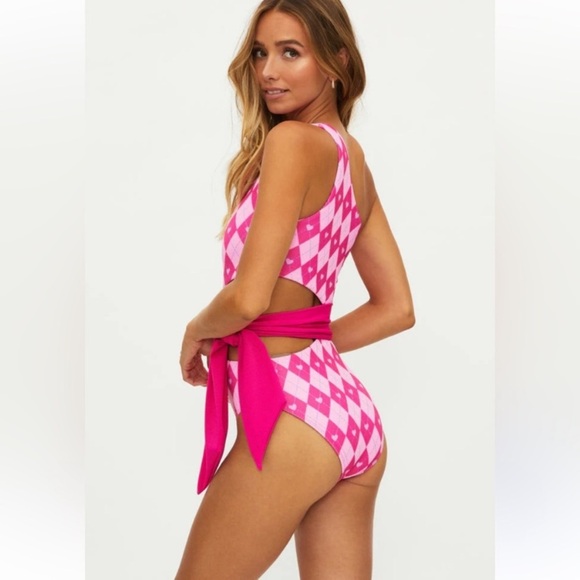 Beach Riot Pink Argyle One Piece Swimsuit - Picture 3 of 10